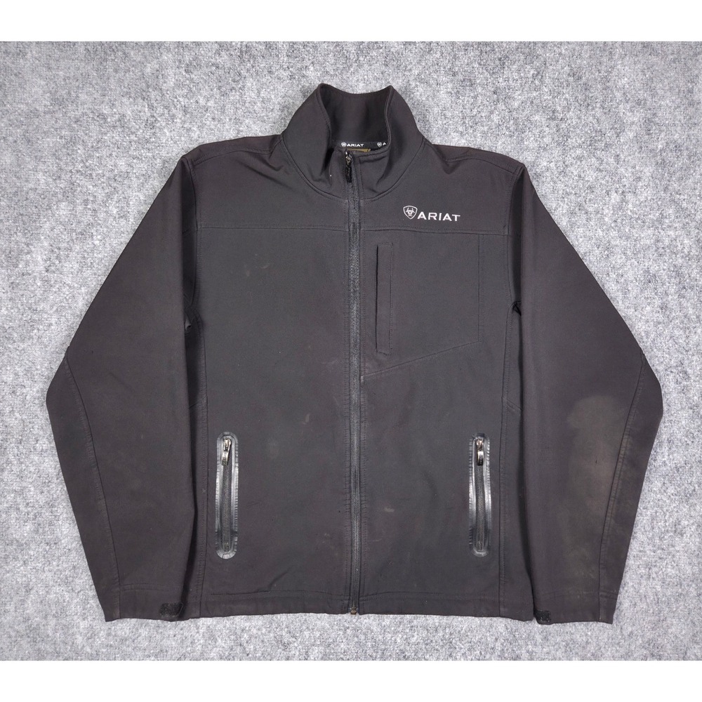Ariat Softshell Jacket Mens Size S Black Full Zip Fleece Lined Logo Workwear